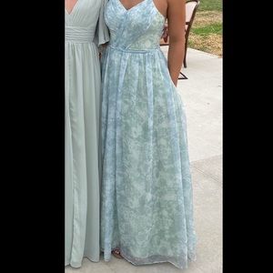 Beautiful Azazie Riya Dress with beautiful back & pockets! Size A2. Dusty Sage.